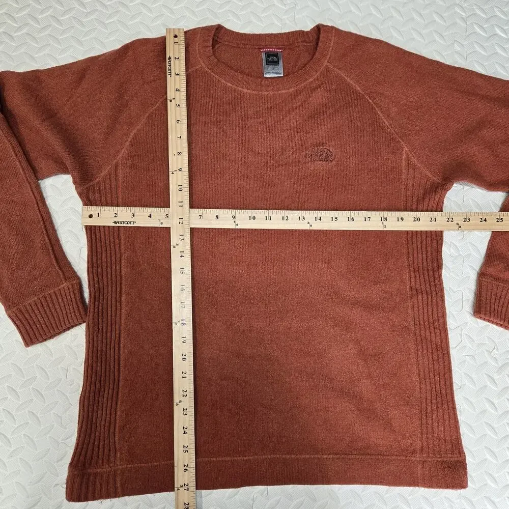 North Face Crew Neck Sweater Men Large Burnt Orange Wool Cotton Gorpcore Outdoor